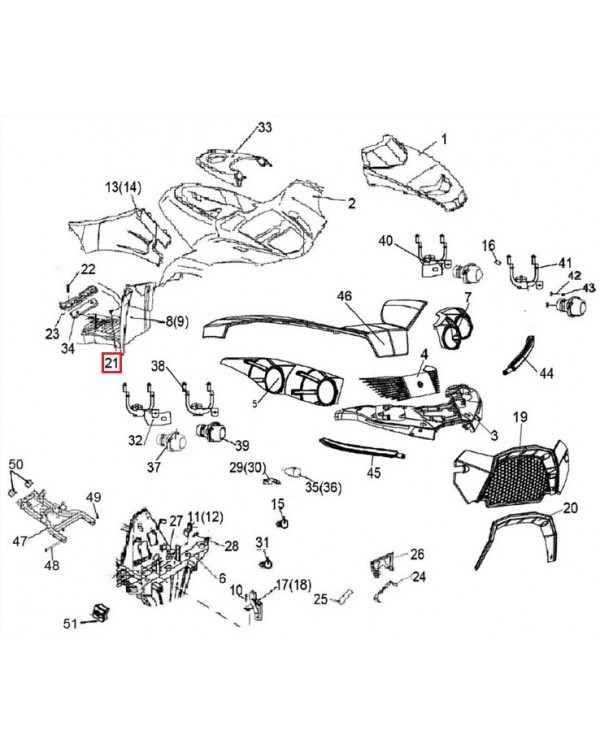 Original Footrest Mounting Screw for ATV LINHAI 200, 260, 300, 400, 500, M550L, M565LT, M750L - M6X16