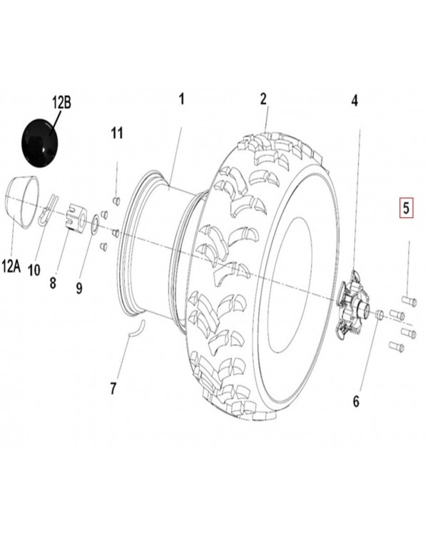 Оригинальный болт крепления колесного диска (шпилька) для ATV LINHAI 400, 500, M550, M550L, M570L, M750L