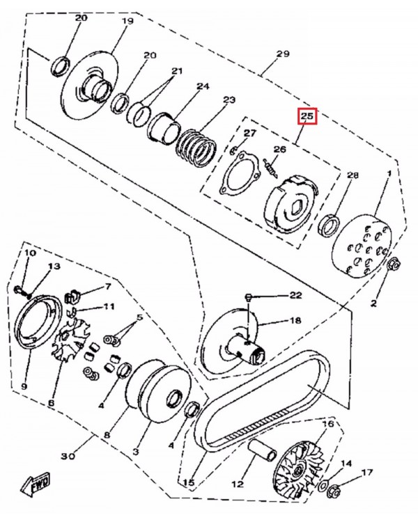 Original clutch variator for LINHAI ATV 400 - 161 mm