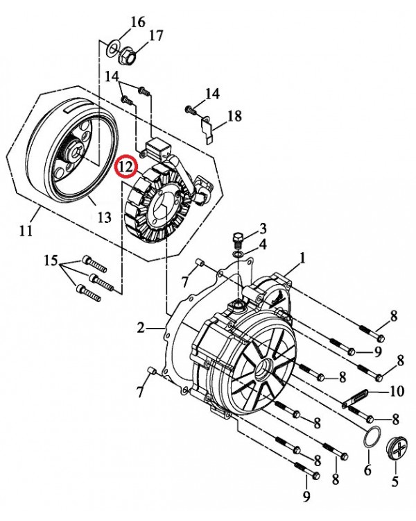 Generator stator winding for ATV LUCKY STAR ACCESS SP 250, 300, 400