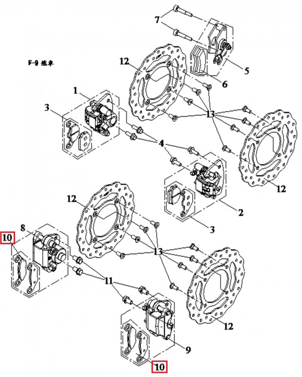 Оригинальные передние тормозные колодки для ATV LUCKY STAR ACCESS BR, OUTBACK 400 - 4x4