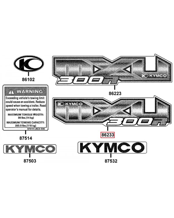 Original sticker on the fuel tank for ATV KYMCO MXU 300 R